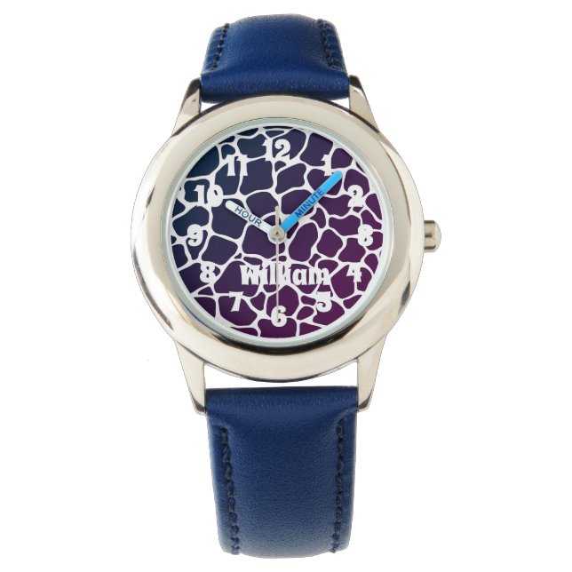 Animal Pattern Blue Kids Watch (Front)