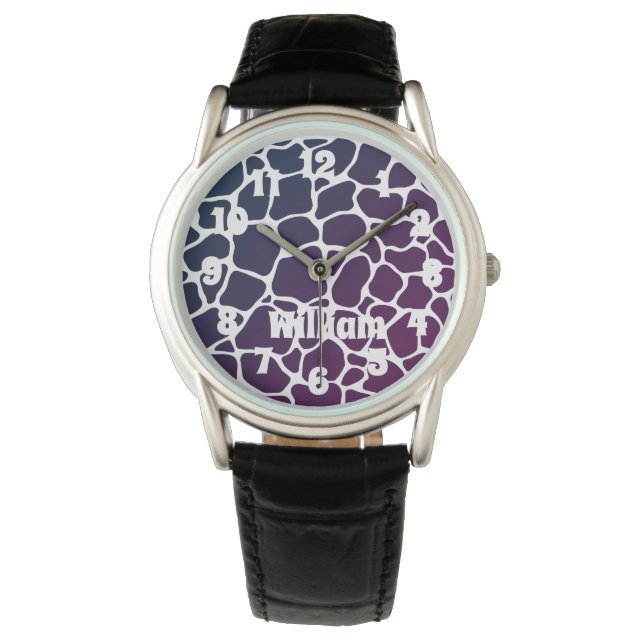 Animal Pattern Blue Men's Watch (Front)