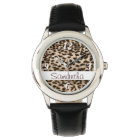 Animal pattern, brown, pink, monogram