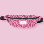 Animal Pattern Customized Name Pink Girly Travel Fanny Pack<br><div class="desc">Cute contemporary fanny pack design features a classic leopard animal print pattern in two shades of coordinating pink. Finished with white trim, there is a template for custom name and single letter initial in matching pink lettering. ALL colours in this design may be customized including the animal print! Contact me...</div>
