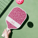 Animal Pattern Monogrammed Name Pink Girly Sports Pickleball Paddle<br><div class="desc">Cute contemporary design features a classic leopard animal print pattern in two shades of coordinating pink. Finished with white trim, there is a template for custom name and single letter initial in matching pink lettering. ALL colours in this design may be customized including the animal print! Contact me at beachpausedesigns@gmail.com...</div>