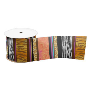 Animal Pattern Stripe Satin Ribbon