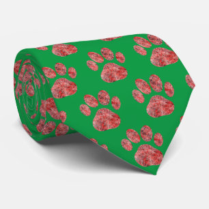 Animal Paw Cute Silhouette Cute Green Neck Tie