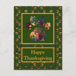Animal Paw Dog Silhouette Happy Halloween Postcard