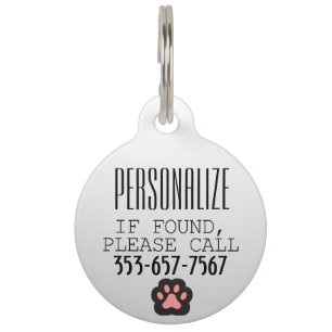 Animal Paw Personalize Pet ID Tag