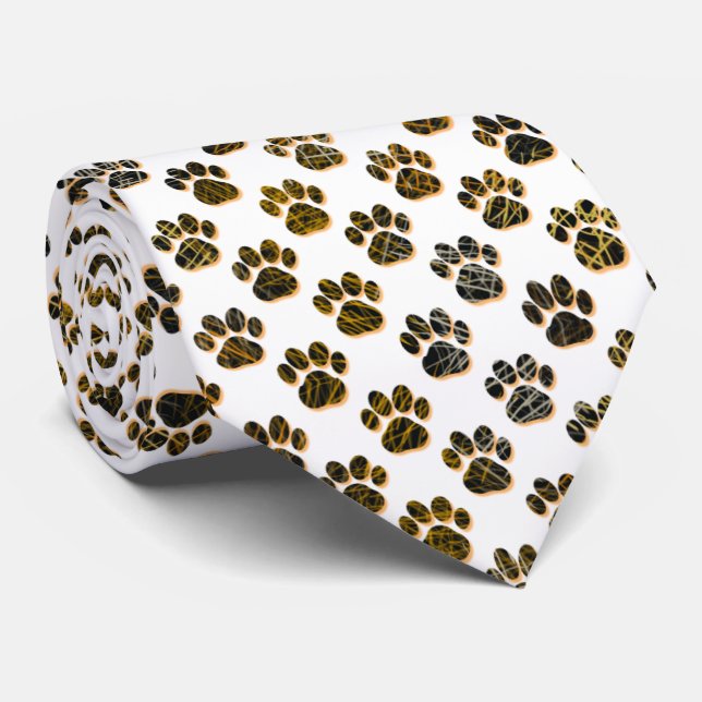 Animal Paw Pet Silhouette Halloween White Tie (Rolled)
