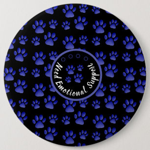 Animal paw print blue personalized pets rescue 6 inch round button