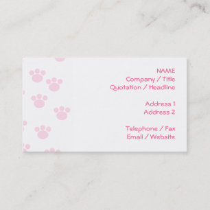 Animal Paw Print. Light Pink and White Pattern. Business Card