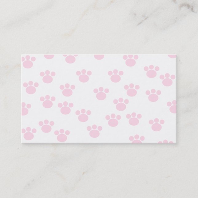 Animal Paw Print. Light Pink and White Pattern. Business Card (Front)
