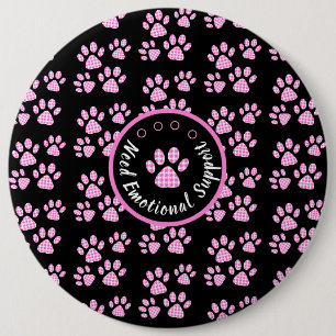 Animal paw print light pink personalized 6 inch round button