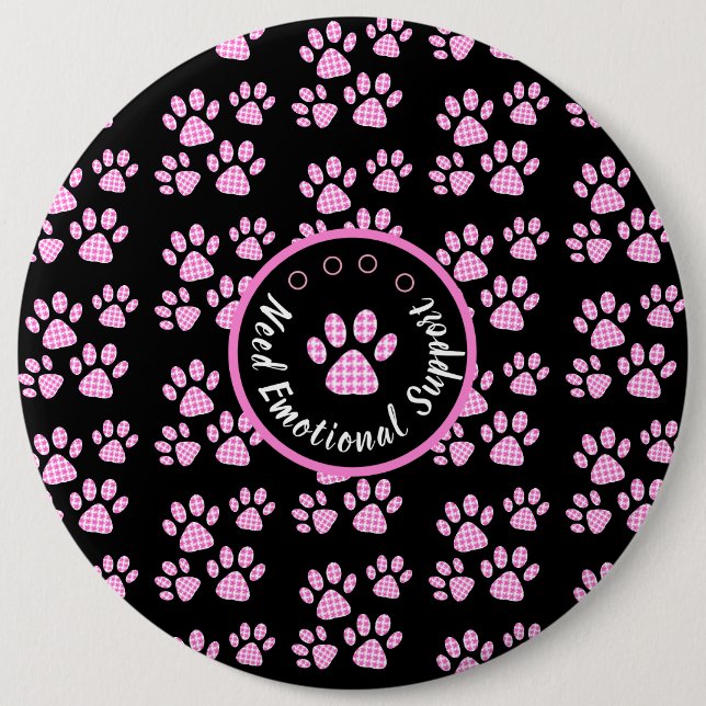 Animal paw print light pink personalized   6 inch round button (Front)