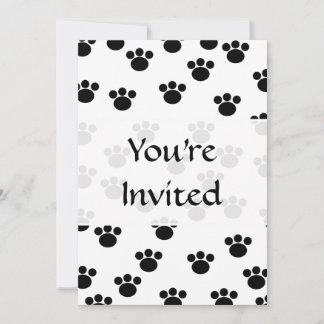 Animal Paw Print Pattern. Black and White. Invitation