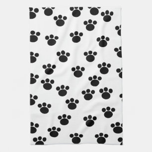 Animal Paw Print Pattern. Black and White. Kitchen Towel