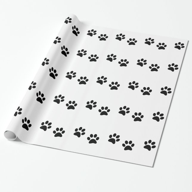 Animal Paw Print Pattern Wrapping Paper (Unrolled)