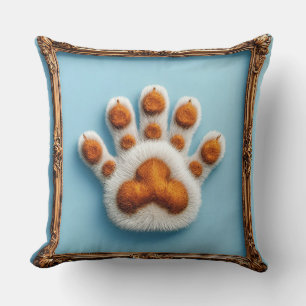 Animal paw print throw pillow