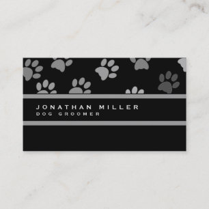 Animal Paw Prints Black & Grey Business Card