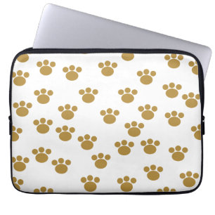 Animal Paw Prints. Brown and White Pattern. Laptop Sleeve