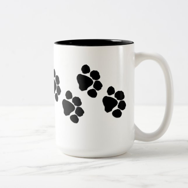 Animal Paw Prints Two-Tone Coffee Mug (Right)