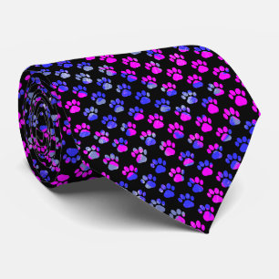 Animal Paw Silhouette bleu rose sur le Cravate noi
