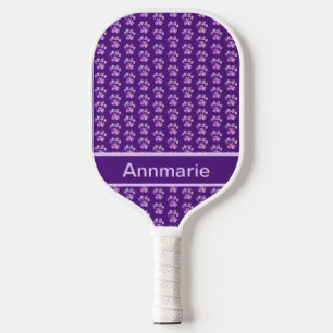 Animal Paw Silhouette Purple Pink on Purple Custom Pickleball Paddle
