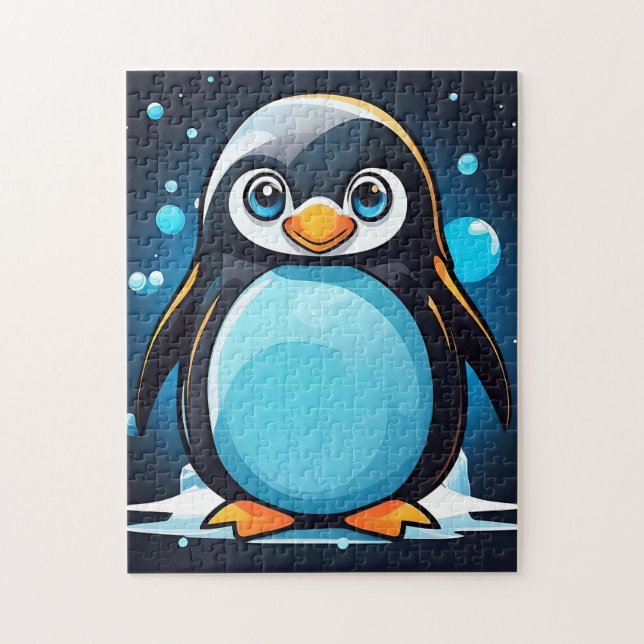 Animal Penguin Blue Cute Jigsaw Puzzle (Vertical)