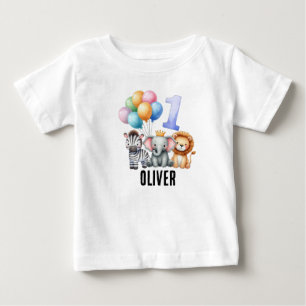 Animal personalized 1st Birthday Baby Boy T-shirt