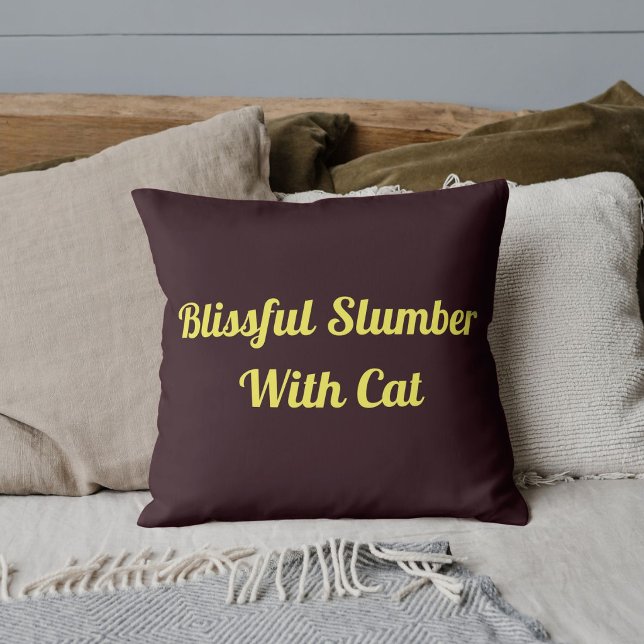 Animal Pet Cat Funny Quote Customized Black Cherry Throw Pillow (Creator Uploaded)