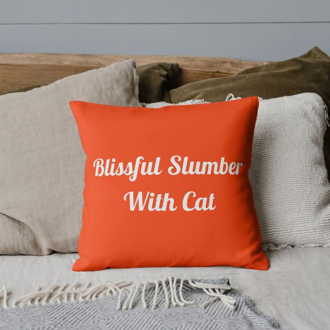 Animal Pet Cat Funny Quote Personalized Orange Throw Pillow (Creator Uploaded)