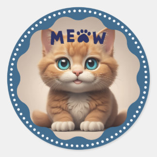 Animal pet cute cat  classic round sticker
