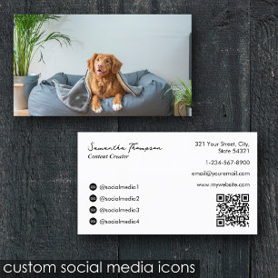 Animal Pet Influencer Full Photo QR Code Business Card