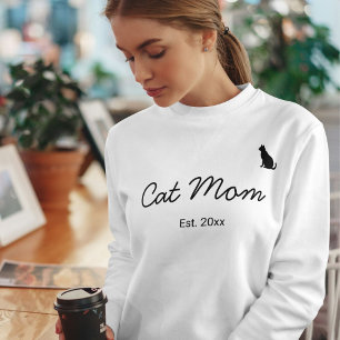 Animal Pet Lover Black Script Personalized Cat Mom Sweatshirt