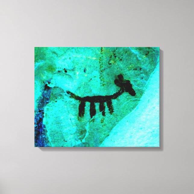 animal petroglyph on green wrapped canvas (Front)