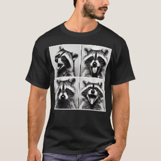 Animal Photobooth Funny Raccoon Rock On Selfie T-Shirt