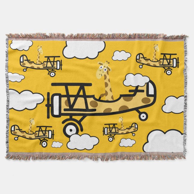 Animal Pilot Nursery Art Throw Blanket (Front)