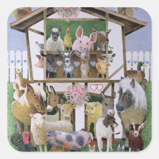 Animal Playhouse Square Sticker (Front)