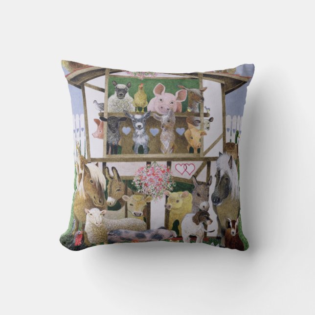 Animal Playhouse Throw Pillow (Front)