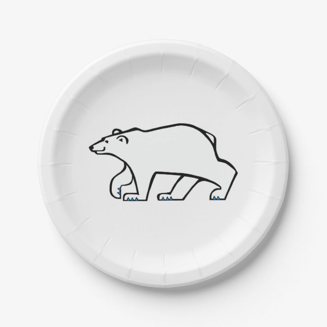Animal - POLAR BEAR - Arctic wildlife - - Party  Paper Plate (Front)