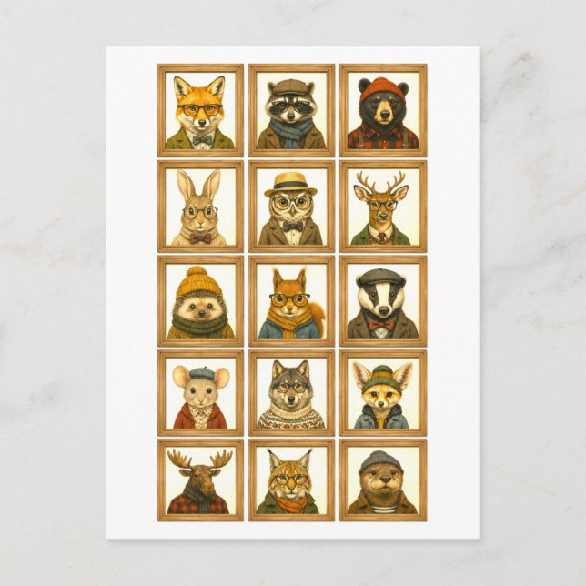 Animal Portrait Collage Postcard (Front)