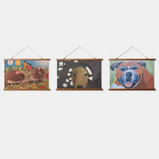 Animal portraits Wood Topped Wall Tapestry
