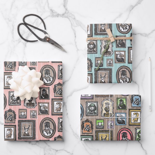 Animal Portraits Wrapping Paper (Front)