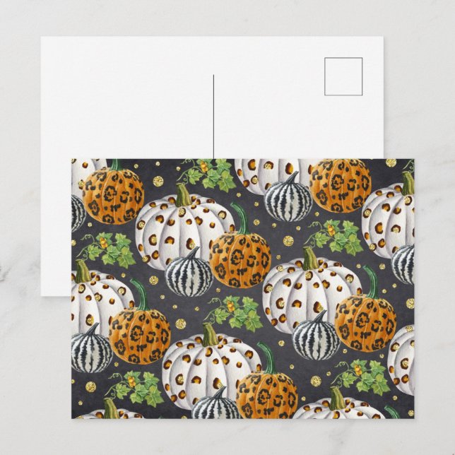 Animal Print Autumn Pumpkins  Postcard (Front/Back)