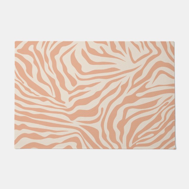 Animal Print Beige Zebra Stripes Doormat (Front)