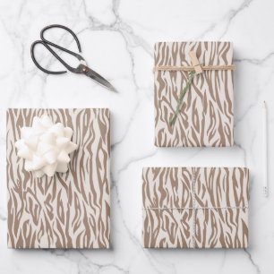 animal print beige zebra wild safari wrapping paper sheet