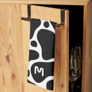 Animal print-black and white giraffe pattern kitchen towel