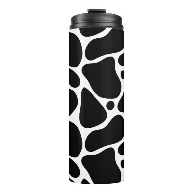 Animal print-black and white giraffe pattern thermal tumbler (Front)