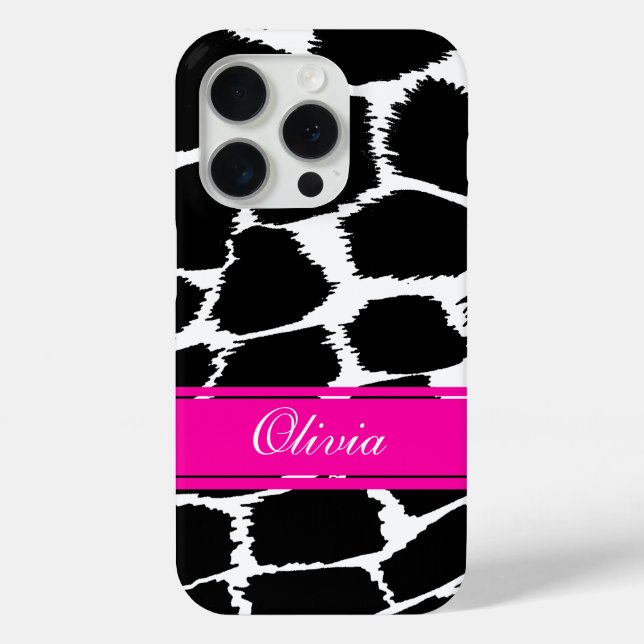 Animal print black, white & pink Case-Mate iPhone case (Back)