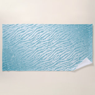 Animal Print Blue Glitter Glam Beach Towel