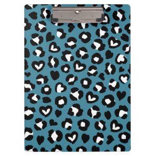 Animal Print, Blue Leopard, Cheetah Spots, Hearts Clipboard