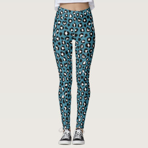 Animal Print, Blue Leopard, Cheetah Spots, Hearts Leggings