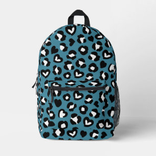 Animal Print, Blue Leopard, Cheetah Spots, Hearts Printed Backpack